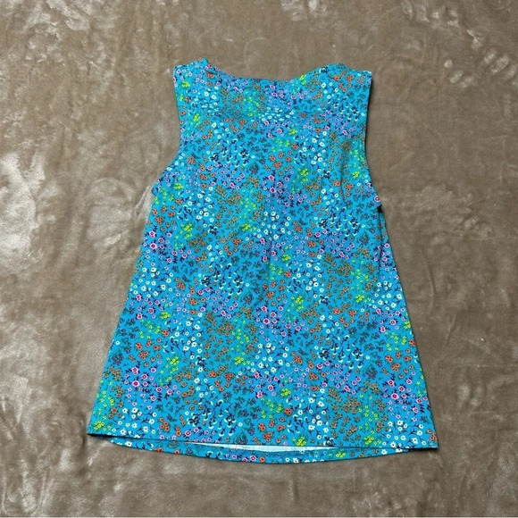 Lands' End High Neck Floral Turquoise Tankini Top Size 2P - Picture 2 of 8
